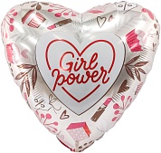Шар (19''/48 см) Сердце, Girl Power (конфетка), 1 шт.