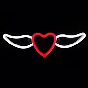 Световая фигура Сердце, с крыльями, 11*35 см. Красный/Белый, 1 шт.
