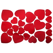 Наклейка Сердечки, 20*30 см, Красный, Металлик, 1 шт.