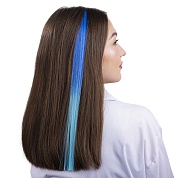 Цветная прядь для волос, Двухцветная, на заколке, 5,5 гр., Синий/Голубой, 50*3,3 см, 1 шт. 