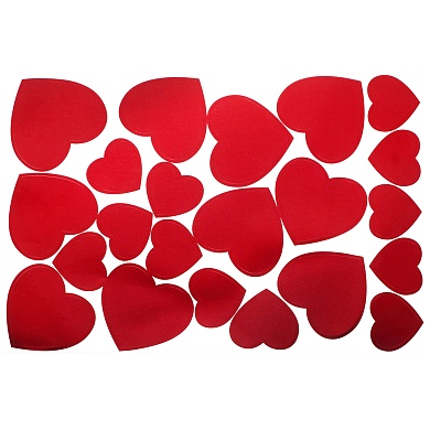 Наклейка Сердечки, 20*30 см, Красный, Металлик, 1 шт.