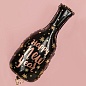 Шар (36''/91 см) Фигура, Бутылка Шампанское, Новогодние звезды, Черный, 1 шт.