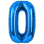 Шар (40''/102 см) Цифра, 0, Синий, 1 шт. в уп.