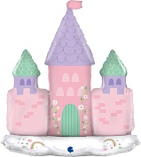 Шар (30''/76 см) Фигура на подставке, Замок принцессы, Розовый, 1 шт. 