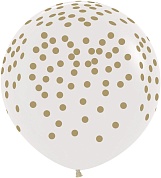 Шар (36''/91 см) Золотое конфетти, Прозрачный (390), кристалл, 5 ст, 1 шт.