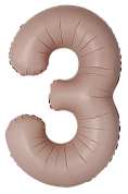 Шар (34''/86 см) Цифра, 3 Slim, Винтажная роза, Матовый, 1 шт.