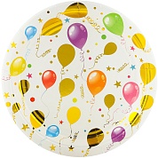 Тарелки (7''/18 см) Воздушные шарики, Разноцветный, Металлик, 6 шт.