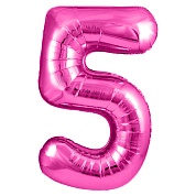 Шар (40''/102 см) Цифра, 5, Фуше, 1 шт. в уп.