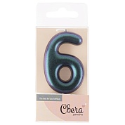 Свеча Цифра, 6, Фантом, Хамелеон, 6 см, 1 шт. с держат.