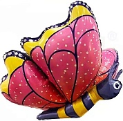 Шар (30''/76 см) Фигура, 3D Бабочка, Розовый, 1 шт.
