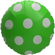 Шар (18''/46 см) Круг, Большие точки, Зеленый, 1 шт.
