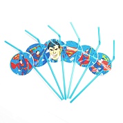 Трубочки для коктейлей, Супермен, Синий, 6 шт.