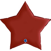 Шар (36''/91 см) Звезда, Рубиново-красный, Сатин, 1 шт.