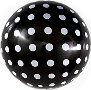 Шар (18''/46 см) Сфера 3D, Deco Bubble, Белые точки, Черный, 1 шт. в упак.
