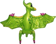 Шар 3D (32''/81 см) Фигура, Динозавр Птеродактиль, Зеленый, 1 шт. в упак.