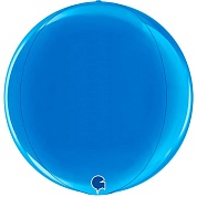 Шар (18''/46 см) Сфера 3D, Синий, 1 шт.