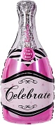 Шар (39''/99 см) Фигура, Бутылка, Шампанское вино, Розовый, 1 шт.