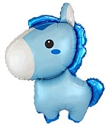 Шар (14''/36 см) Мини-фигура, Маленькая лошадка, Голубой, 1 шт.