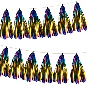 Гирлянда Тассел, Радужный, Металлик, 35*12 см, 12 листов.