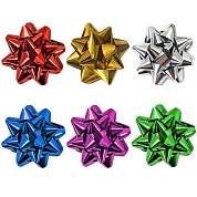 Бант Звезда, Набор из 6 цветов, Металлик, 7,6 см, 6 шт.
