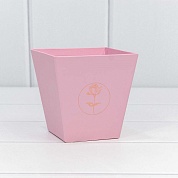Коробка для цветов, Ваза, Тиснение Цветок, Розовый, 10,7*10,6*7,2 см, 1 шт. 