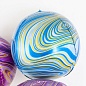 Шар (24''/61 см) Сфера 3D, Мраморная иллюзия, Голубой, Агат, 1 шт.