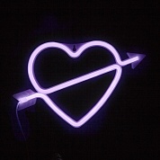 Световая фигура Сердце, со стрелой, 18*28 см. Сиреневый, 1 шт.