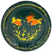 Тарелки (7''/18 см) Золотые рыбки, Темно-зеленый, 6 шт.