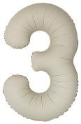 Шар (34''/86 см) Цифра, 3 Slim, Кремовый Латте, Матовый, 1 шт.