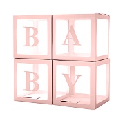Набор коробок для шаров Baby, Нежно-розовый, 30*30*30 см, 4 шт. в упак.