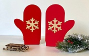 Декоративный ящик Новогодние варежки, Красный, 16*7*6 см, 2 шт. 