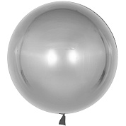 Шар с клапаном (18''/46 см) Сфера 3D, Deco Bubble, Серебро, Хром, 1 шт.