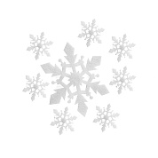 Украшение на скотче Снежинки Льдинки, 4 и 10 см, Белый, 11 шт.