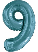 Шар (34''/86 см) Цифра, 9 Slim, Тиффани, 1 шт. в упак. 
