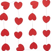 Гирлянда-подвеска Сердце, Красный, 200 см, 5 см*18 шт, 1 упак.