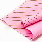 Упаковочная бумага, Крафт (0,7*10 м) Полоски Люрекс, Розовый, 1 шт.