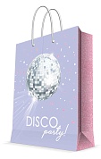 Пакет подарочный, Disco party!, Сиреневый, 23*18*10 см, 1 шт.