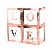 Набор коробок для шаров Love, Розовое Золото, Металлик, 30*30*30 см, 4 шт. в упак.