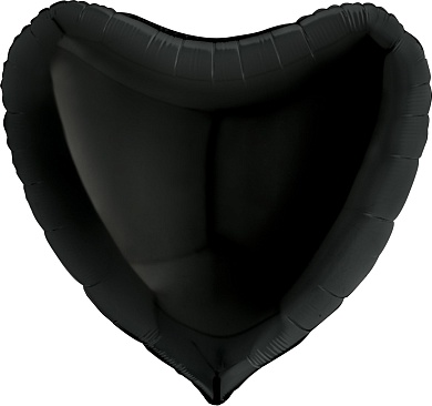 Шар (36''/91 см) Сердце, Черный, 1 шт.