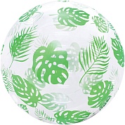 Шар (20''/51 см) Сфера 3D, Deco Bubble, Тропические листья, Прозрачный, Кристалл, 1 шт. в упак.