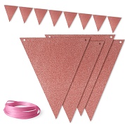Гирлянда Флажки, Светло-розовый, с блестками, 500 см, 13*18 см*12 шт, 1 упак.