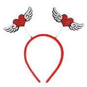 Ободок, Сердечки с крыльями, Красный/Белый, 22*22 см, 1 шт. 