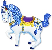 Шар (15''/38 см) Мини-фигура, Лошадь карусельная, Синий, 1 шт.