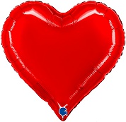 Шар (18''/46 см) Сердце, Люкс, Красный, 1 шт.