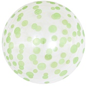 Шар (18''/46 см) Сфера 3D, Deco Bubble, Зеленое конфетти, Прозрачный, 50 шт.