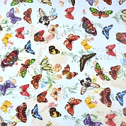 Упаковочная бумага (0,69*1 м) Разноцветные бабочки, Белый, 1 шт.