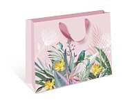 Пакет подарочный, Тропический букет, Розовый, 50*40*15 см, 1 шт.