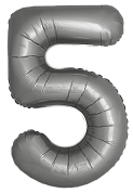 Шар (34''/86 см) Цифра, 5 Slim, Лунное Серебро, Матовый, 1 шт.