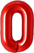 Шар (32''/81 см) Цифра, 0, Красный, 1 шт. в уп. 