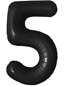 Шар с клапаном (16''/41 см) Мини-цифра, 5, Черный, 1 шт. 